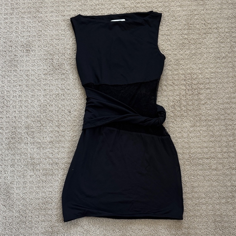 Peppermayo Echo Black Mini Dress with Twist Waist